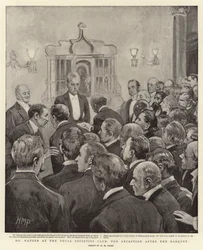 Dr. Nansen im Royal Societies Club, der Empfang nach dem Bankett